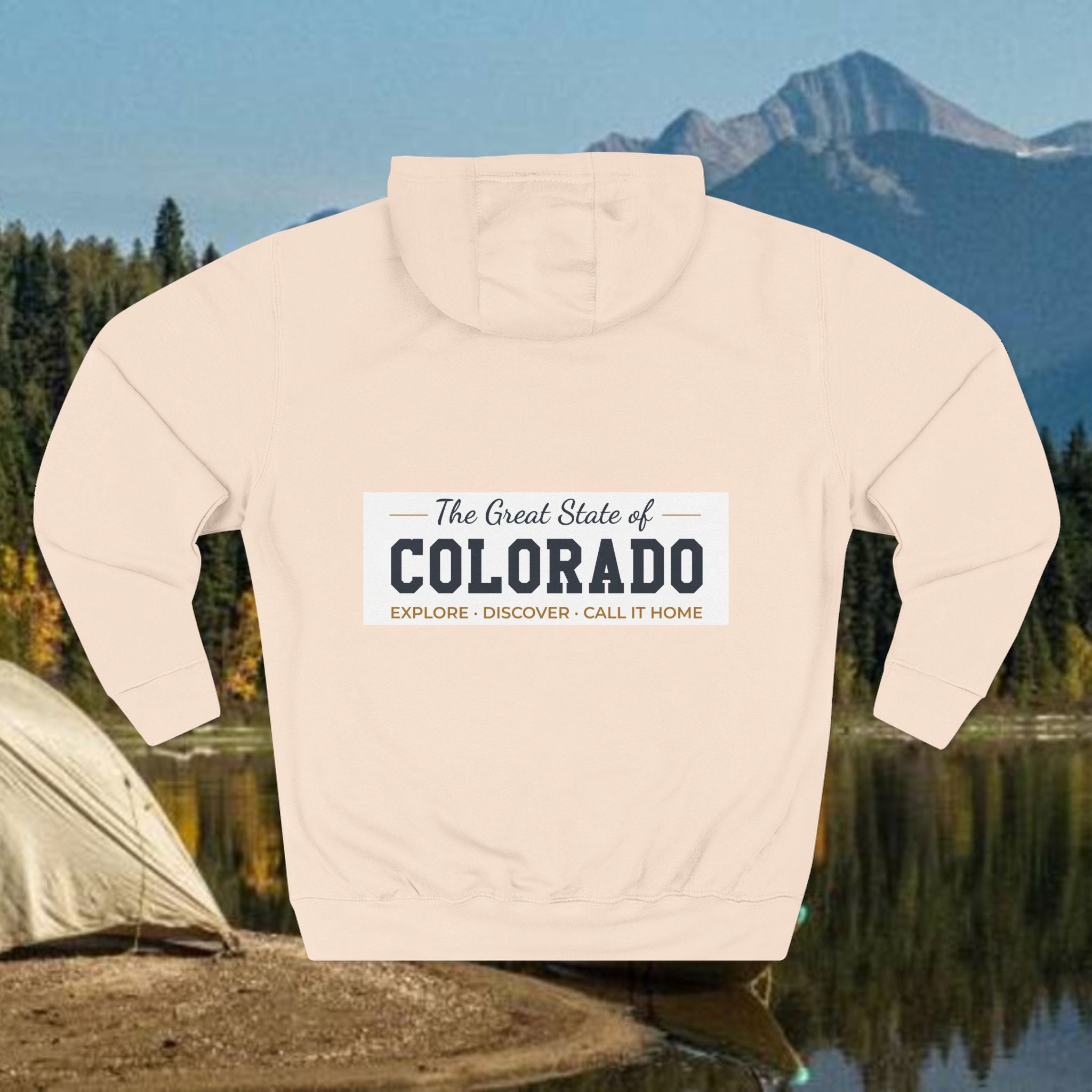 Modern Colorado Mountain Hoodie — "The Great State of Colorado" Fleece Pullover