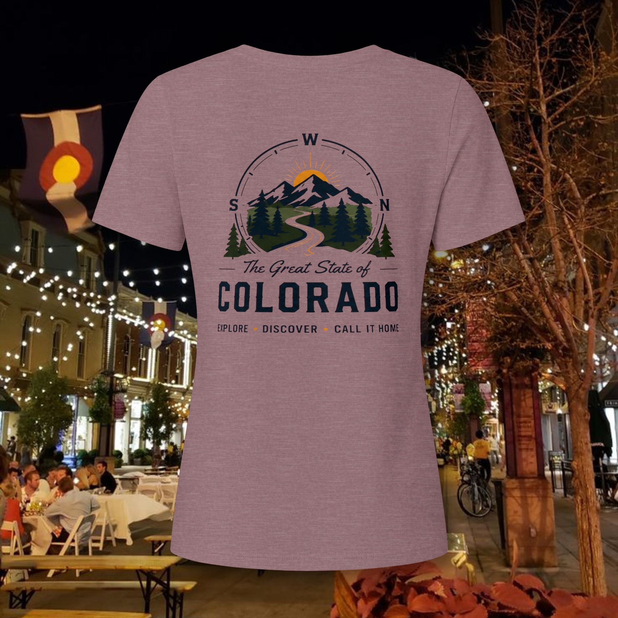 Compass Back  can personalize Women's Relaxed V-Neck Tee — Lightweight Heather CVC Casual Shirt