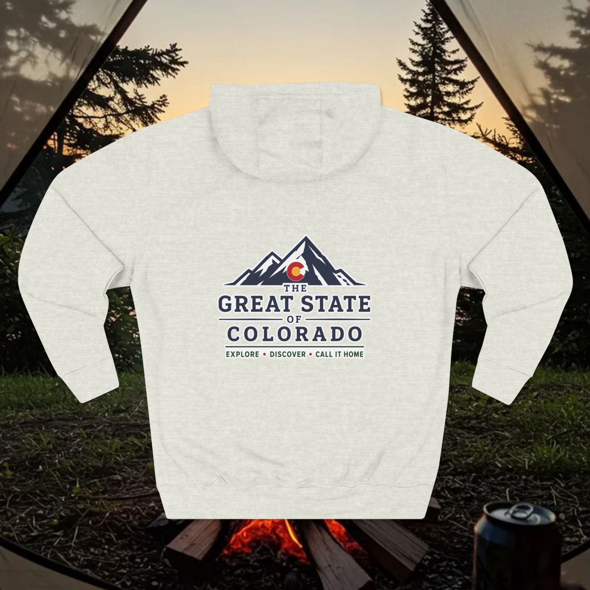 Classic Personable Colorado Mountain Hoodie — The Great State of Colorado Graphic Fleece Pullover