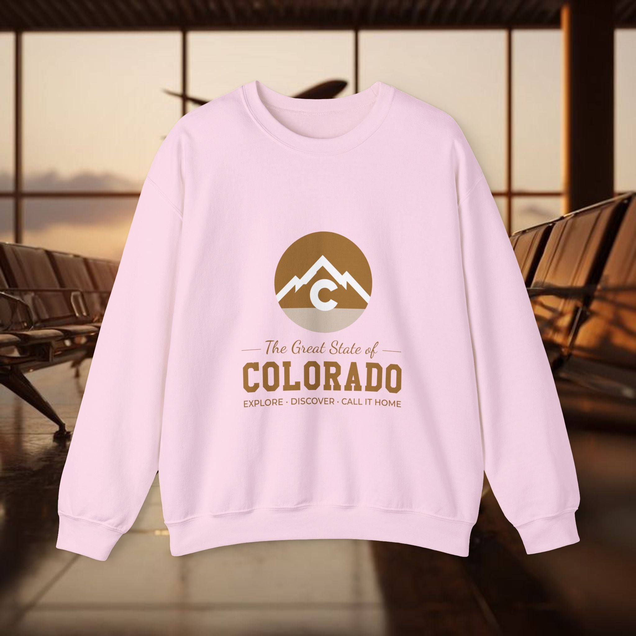 Modern Colorado Mountain Crewneck Sweatshirt — The Great State of Colorado Graphic
