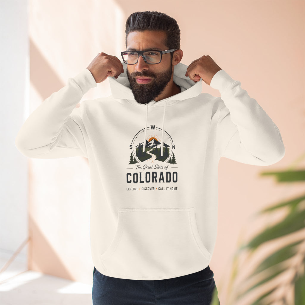 Compass Colorado Mountain Hoodie — The Great State Graphic Fleece Pullover