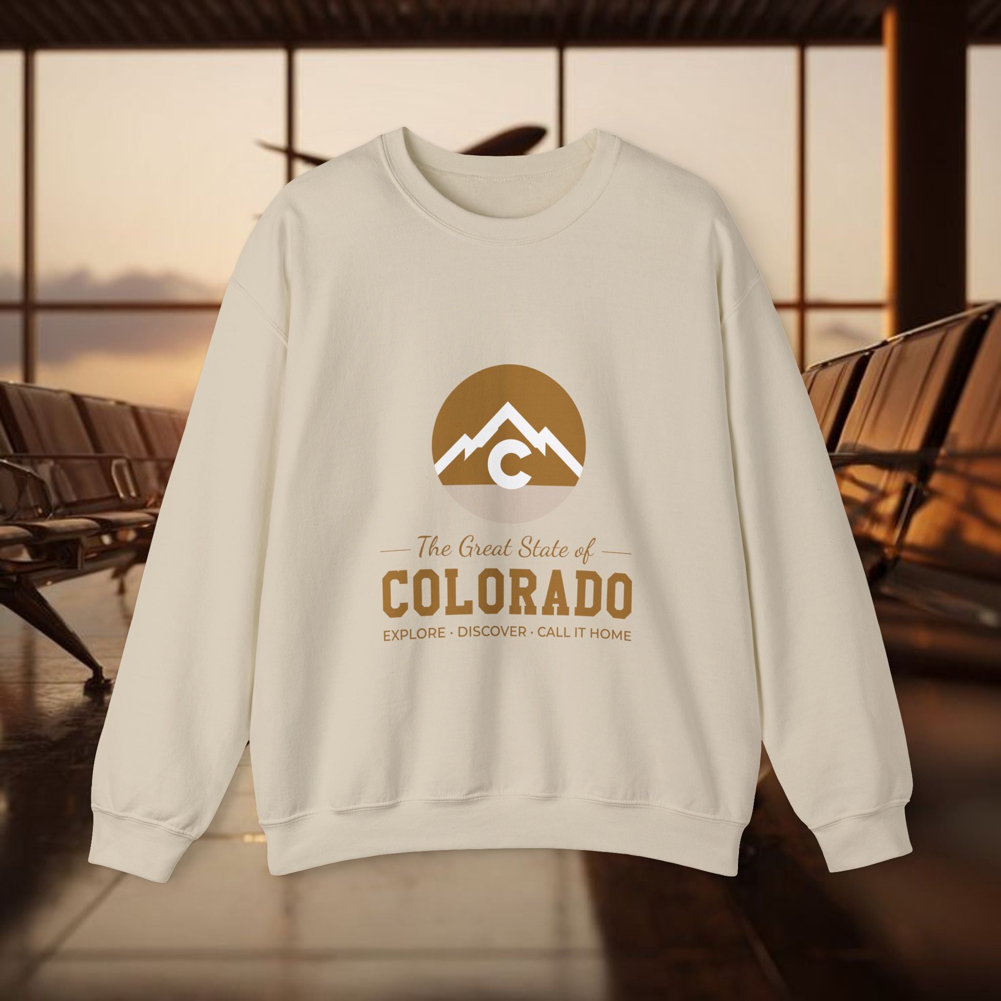 Modern Colorado Mountain Crewneck Sweatshirt — The Great State of Colorado Graphic