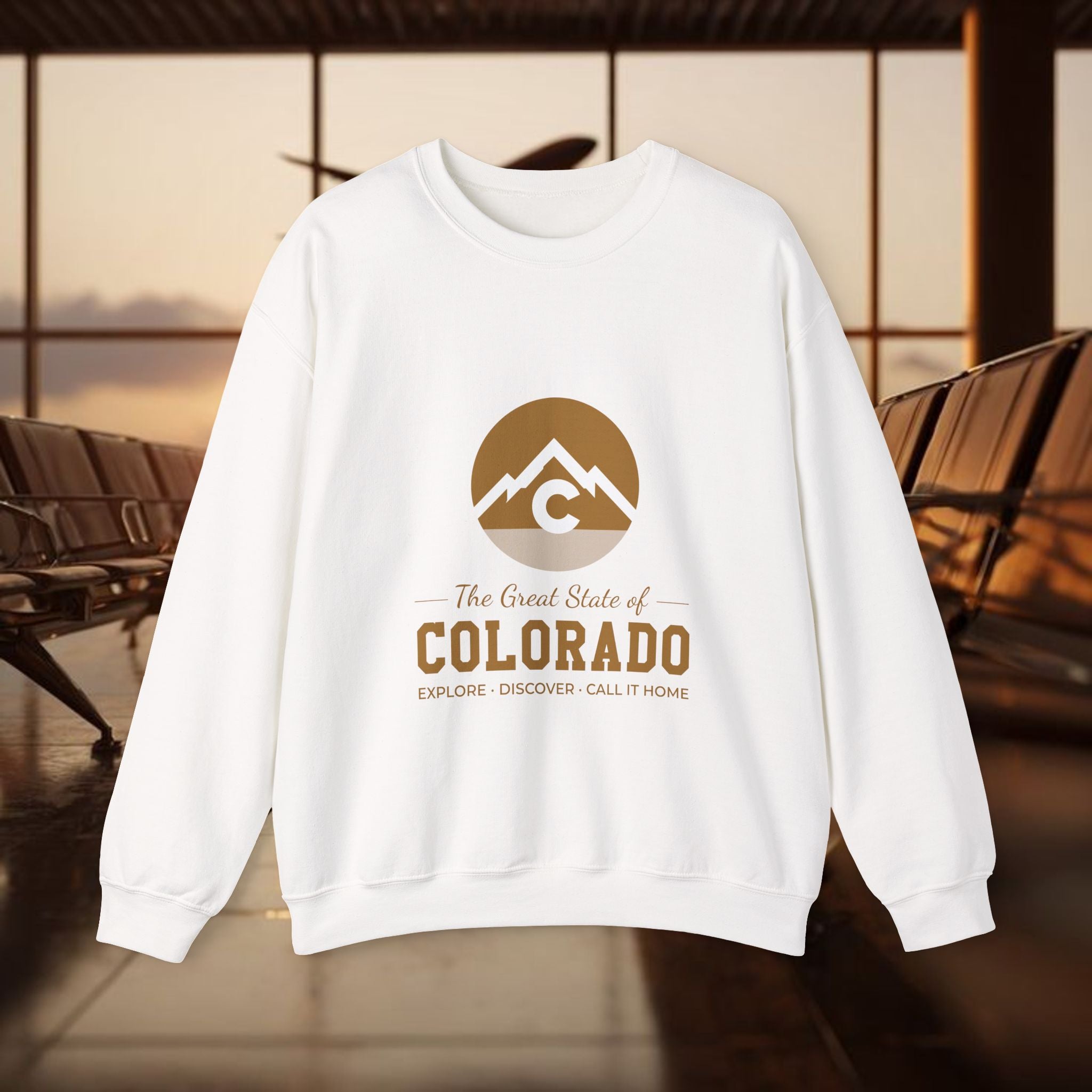 Modern Colorado Mountain Crewneck Sweatshirt — The Great State of Colorado Graphic
