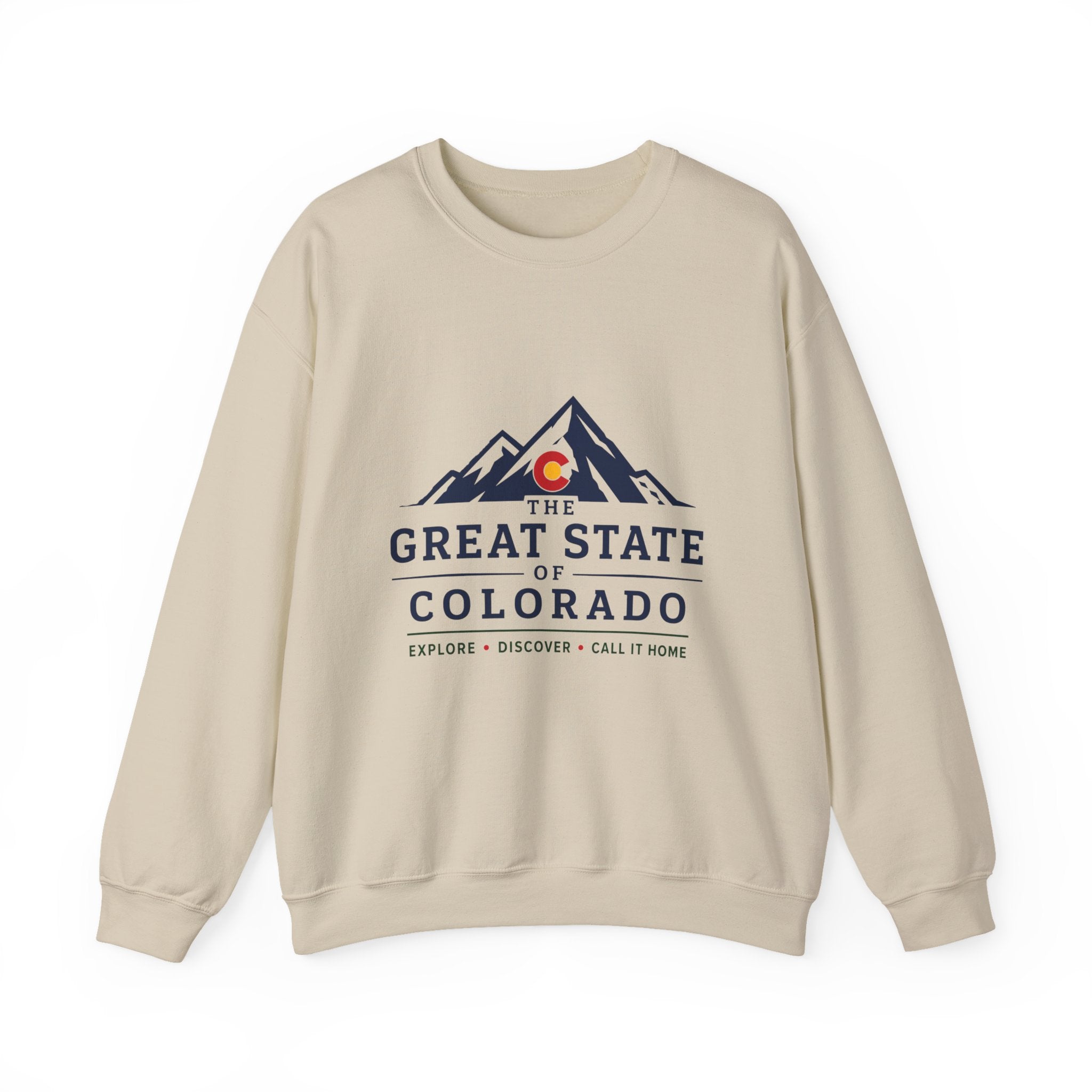 Colorado Mountains Crewneck Sweatshirt — "The Great State of Colorado" Graphic