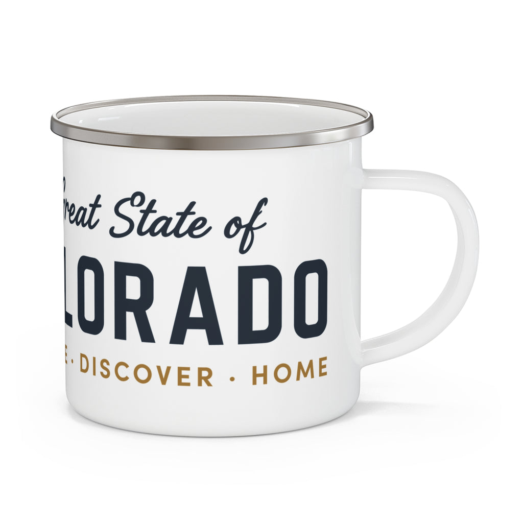 Colorado Enamel Camping Mug — "The Great State of Colorado" Camp Coffee Cup